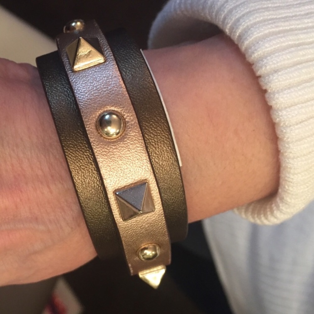 Sharif rock star leather wrap bracelet bronze new